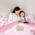 thumbnail image 5 of Homewish Cute Peach 7-Piece Twin Bedding Sets,Sweet Fruit Bedding Comforter Set,Pink Green Sheet Sets For Girls Kids,Luxury Bedroom Decor Reversible, 5 of 9