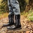thumbnail image 5 of Men's Western Slip On Work-Casual Boots High Heel Embroidered Mid-Calf Boots Country Boot, 5 of 6