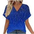 thumbnail image 2 of Summer Fashion Tops for Womens 2025 Plus Size Printing Short Sleeve Out Blouse Funny V-Neck T-Shirt Blouses, 2 of 7
