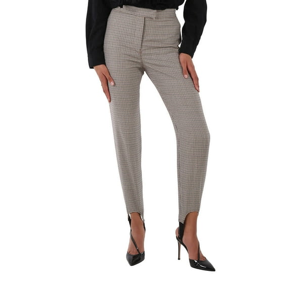 Burberry Houndstooth Check Stretch Wool Tailored Jodhpurs In Antique Yellow, Brand Size 4 (US Size 2)