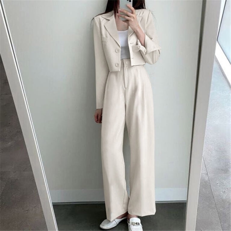 Trendy Blazer Sets for Women Outfits 2 Piece Dressy Casual Crop
