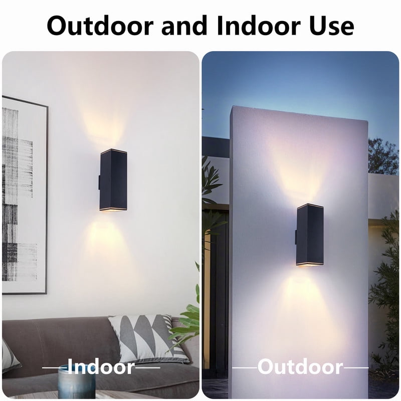 TICOZE 18 Inch Modern Outdoor Porch Light 2 Pack Matte Black Outdoor Wall Lights Large Rectangular Tube Up Down Light Waterproof Outdoor Wall Sconce Patio Light Fixture for Garage (No Bulb Included)