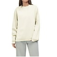 thumbnail image 5 of VISALY Pullover Crewneck Sweatshirt Tunic Sweatshirt Oversized Sweatshirts Hoodies Crewneck Sweaters Casual Tops Comfy Fall 2025 Casual Sweaters Winter Sweatshirts Fashion Sweatshirt Beige L, 5 of 9