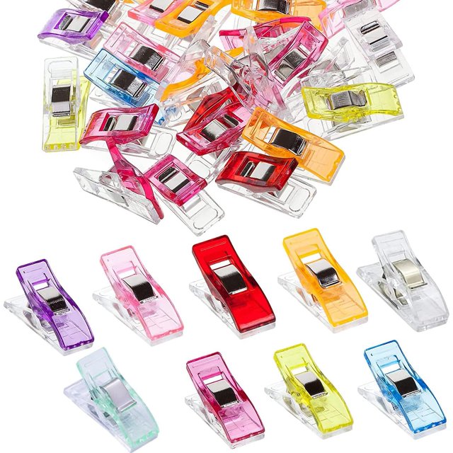 50 clips de costura (colores surtidos), clips de costura multifuncionales, clips de bricolaje para costura, fijación de tela