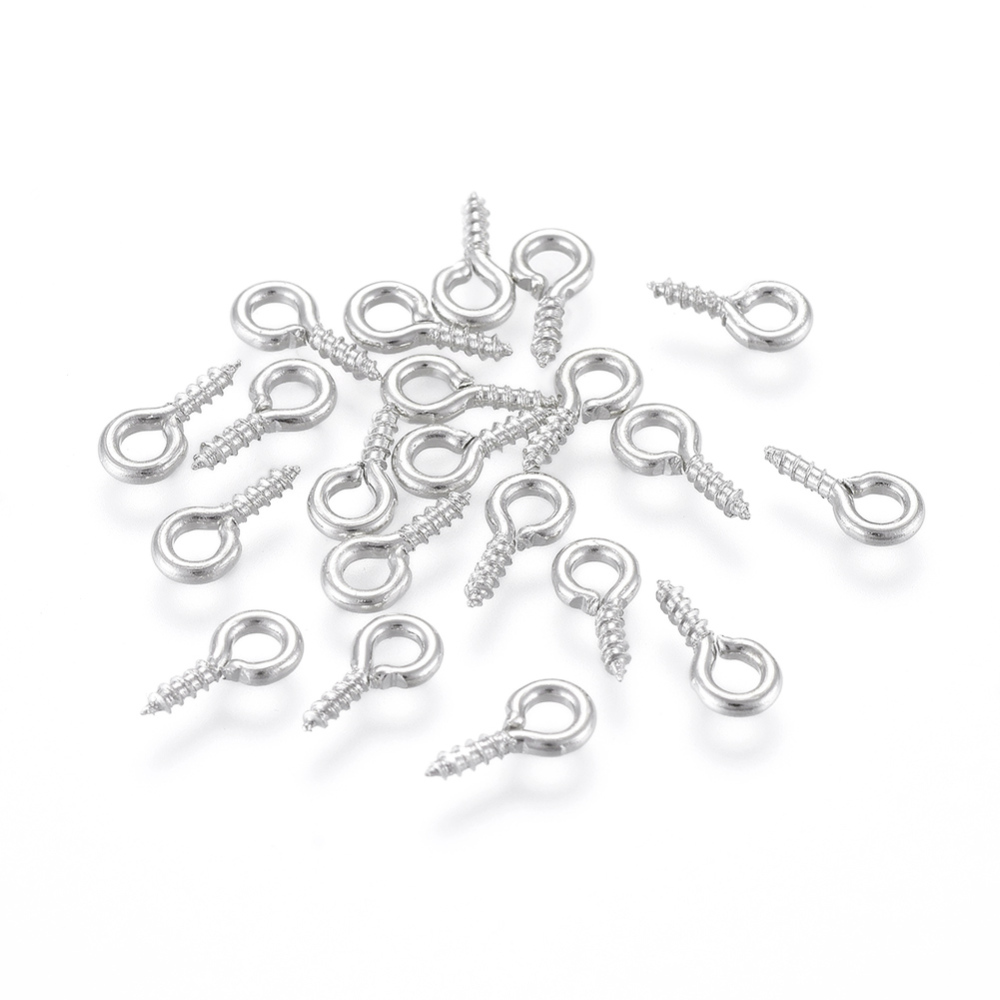 10000pcs Iron Screw Eye Pin Peg Bails For Half Drilled Beads 8x4x1mm Hole: 2mm