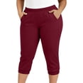 thumbnail image 2 of Besolor Womens Plus Size Capris with Pockets High Elastic Waist Cinch Bottom Pants Casual Athletic Workout Capri Trousers, 2 of 7