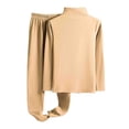 thumbnail image 3 of Women's Plus Size Fleece Loungewear Set - Long Sleeve Solid Thick Warm Pajamas & Pants - Khaki - XXL, 3 of 5