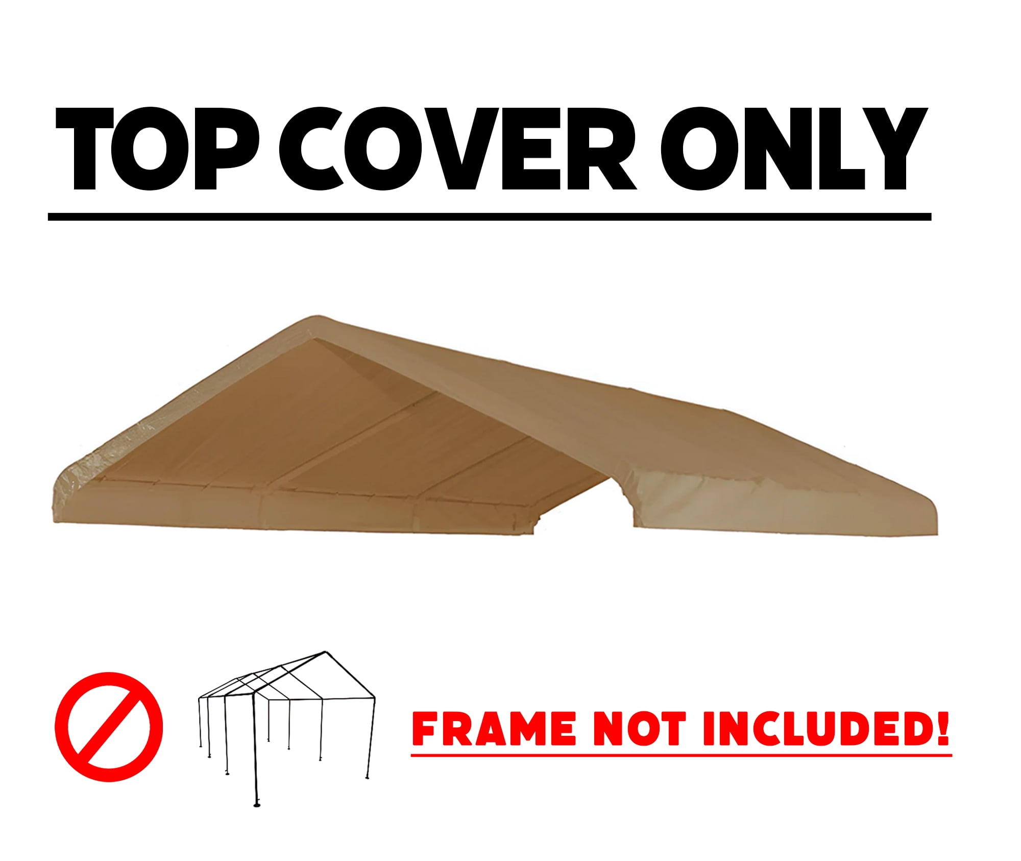 12' X 20' Canopy Replacement Cover - for Frames 10' W X 20' L (See Diagram) Beige Carport Replacement Top