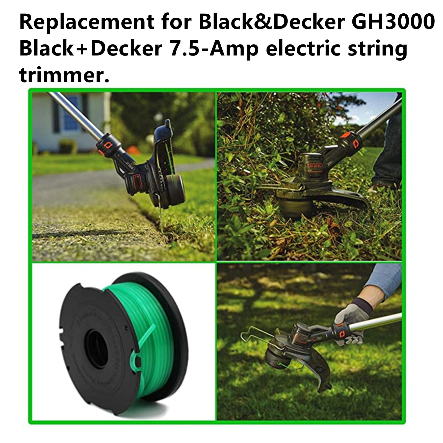 Labwork 3Pack 20ft 0.08 inch Autofeed String Trimmer Spools Green Weed Eater Lines Sf-080 Fit for Black & Decker GH3000 GH3000R LST540 LST540B Lawn