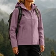 thumbnail image 4 of Lutiedan Women's Waterproof Rain Coat Hooded Zip up Softshell Windbreaker Casual Windproof Hiking Jacket with Pockets XS-3XL, 4 of 8