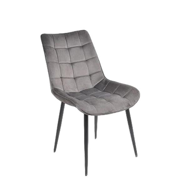 Silla de Comedor Kessa Muebles Dakotta Velvet Gris Patas Metal Negro