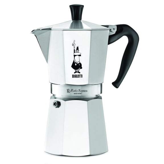 Bialetti Aluminum 9 Cup Stovetop Steamer Espresso Coffee Maker Brewer, Silver