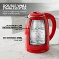 thumbnail image 5 of OVENTE 1.7L Double Wall Electric Tea Kettle, 1100W Power, Red KD64R, Water Boiler with Cool-Touch Exterior, Stainless Steel Interior, Auto Shut-Off, Boil-Dry Protection & Locking Lid, Easy Clean, 5 of 8