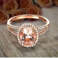 thumbnail image 2 of 1.50 Carat Oval Cut Real Morganite And Diamond Moissanite Halo Engagement Ring Sterling Silver With 18K Gold Plating, 2 of 4