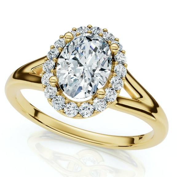Pompeii 1 1/5Ct Oval Diamond Halo Engagement Ring 14k Gold Lab Grown (F/G,VS1-VS2)