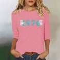 thumbnail image 2 of Vintage T Shirts For Women Crew Neck 3/4 Length Sleeve 1976 Graphic Print Pullover Casual Comfy Tops (XL, Pink), 2 of 4