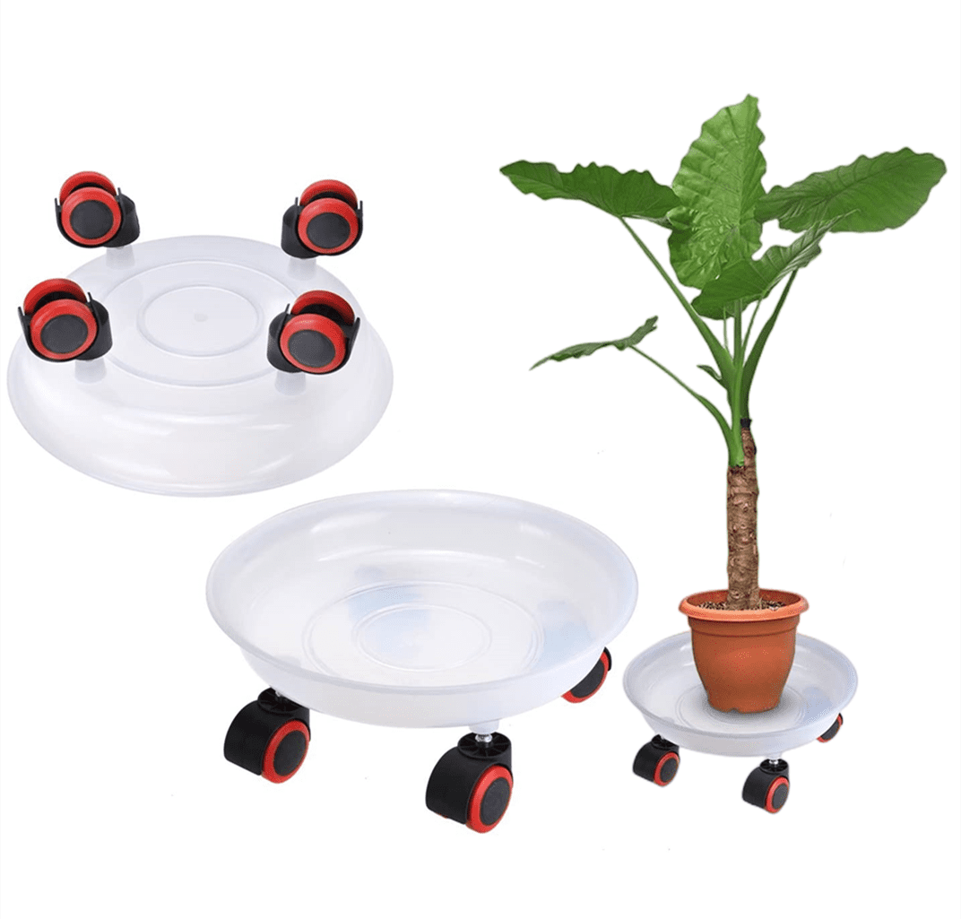 DEWEL Plant Caddy with Wheels Indoor Outdoor Round Plant Stand Dolly