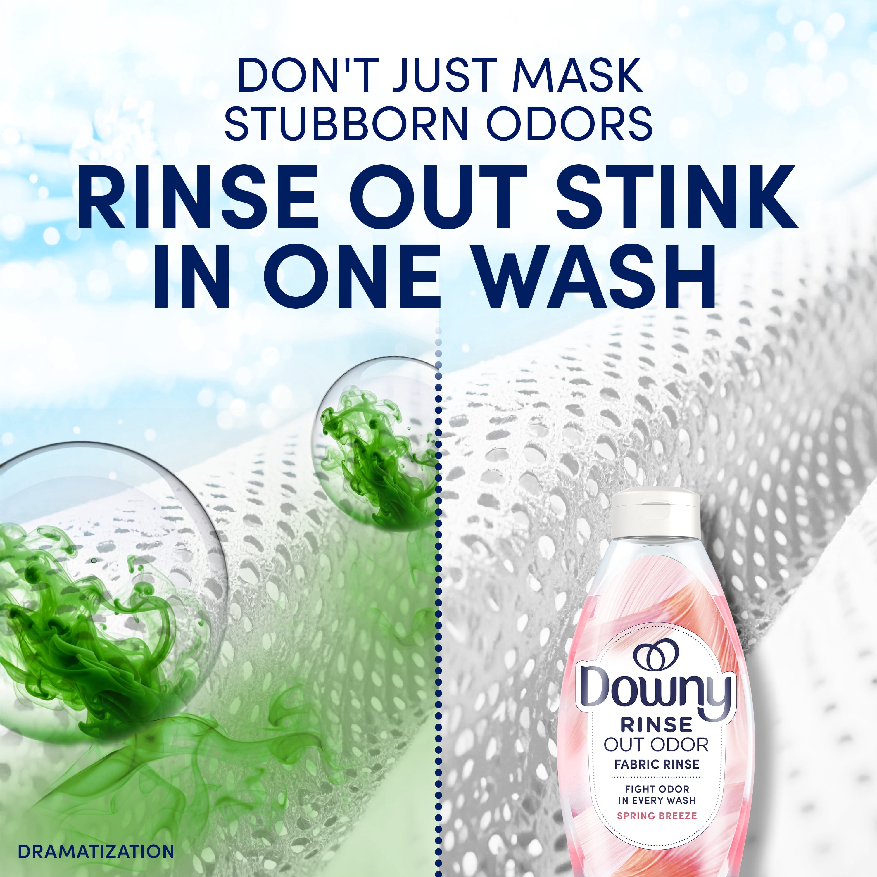 (4 pack) Downy Rinse Out Odor Laundry Rinse, Tackles Tough Odors, Spring Breeze Scent, 48 fl oz