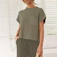 thumbnail image 6 of Women's 2 Piece Set, Summer Short Sleeve Top and Loose Fit Pants Outfit, Casual Cuffed Ankle Lounge Set, Matching Outfit Set for Women, Summer Lounge Set and Casual Wear-Brown, 6 of 6
