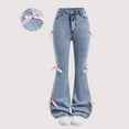 thumbnail image 6 of Tiijoy Big Girls Bootcut Jeans Bow Stretch Demin Pants Kids Mid Rise Casual Trousers, 6 of 8