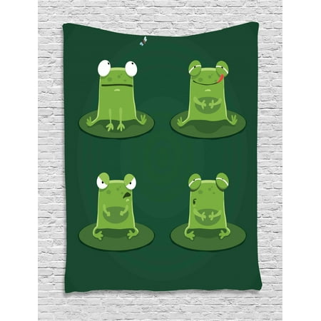 Funny Tapestry Funny Muzzy Frog On Lily Pad In Pond Hunting Tasty