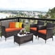 thumbnail image 4 of Costway Conjunto de Muebles al Aire Libre de 4 Piezas de Ratán PE con Cojines para Patio Marrón Mezclado Anaranjado, 4 of 5