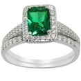 Simulated Emerald Green CZ Wedding Band Engagement Ring Set in 925