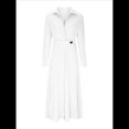thumbnail image 2 of Vestido Maxi Informal de Otoño para Mujer, con Solapa, Abertura, Antiarrugas, y Bolsillos para Vacaciones Cremoso L, 2 of 5