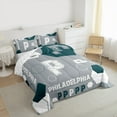 thumbnail image 4 of Manfei Letter P Monogrammed Bedding Comforter Set,Philadelphia Sport City Twin Comforter Sets,Gray Green White Bedding Set For Boys Kids,Microfiber Room Decorative Reversible,2-Piece, 4 of 9