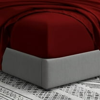 Swift Home  Double Brushed Microfiber 14" Standard Pocket Fitted Sheet Only - Secure Fit for 12"-16" Deep Mattress Burgundy Twin