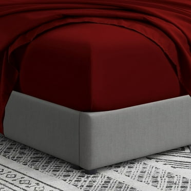 Swift Home  Double Brushed Microfiber 14" Standard Pocket Fitted Sheet Only - Secure Fit for 12"-16" Deep Mattress Burgundy Twin