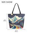 thumbnail image 5 of FORMRS Womens Canvas Tote Bag with Zipper Inner Pocket Shoulder Handbag, Evening Mountain Road, 5 of 7