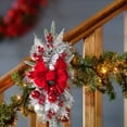 thumbnail image 4 of Artificial Christmas Snow Teardrop Swag, Faux Snow Flocked Norfolk Pine Teardrop Door Swag, White Frosted Real Touch Pine Wreath Staircase Swags for Xmas Door Mantle Fireplace Decor, 19.68x11.81", 4 of 6