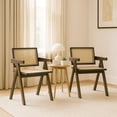 thumbnail image 4 of Ilios Innova | Set de 2 Sillas Jean de madera y ratán sintético con respaldo y asiento trenzado, para comedor, sala u oficina., 4 of 9