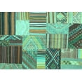 thumbnail image 1 of Ahgly Company Machine Washable Indoor Rectangle Patchwork Turquoise Blue Transitional Area Rugs, 5' x 7', 1 of 4