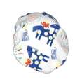 thumbnail image 2 of YFYANG Women's Double Waterproof Shower Cap, Blue Horse Graffiti Reusable Hair Cap for All Hair Styles and Head Sizes, 2 of 9