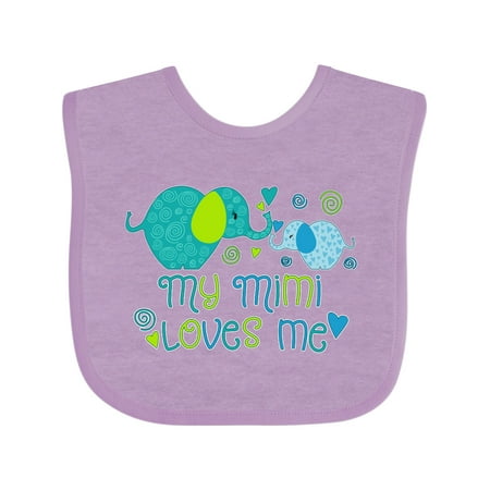 

Inktastic My Mimi Loves Me- Cute Elephants Gift Baby Boy or Baby Girl Bib