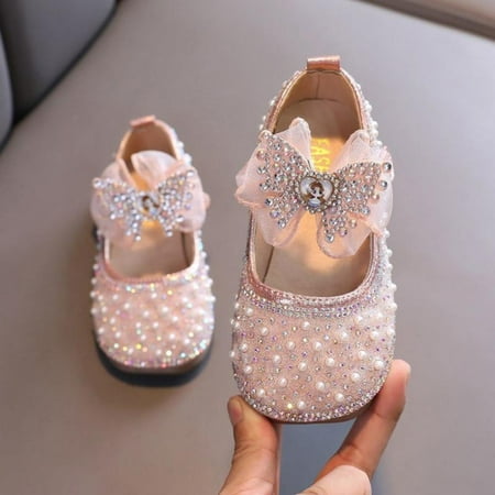 

BULLPIANO Girls Dress Shoes Flower Wedding Party Bridesmaids Shoes Glitter Princess Ballet Flats for Kid Toddler