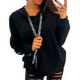 thumbnail image 2 of HAPIMO Sales Sweatshirt for Women Pocket Drawstring Pullover Tops Solid Color Long Sleeve Relaxed Fit Womens Hoodie Sweatshirt Teen Girls Clothes Black XXL, 2 of 2
