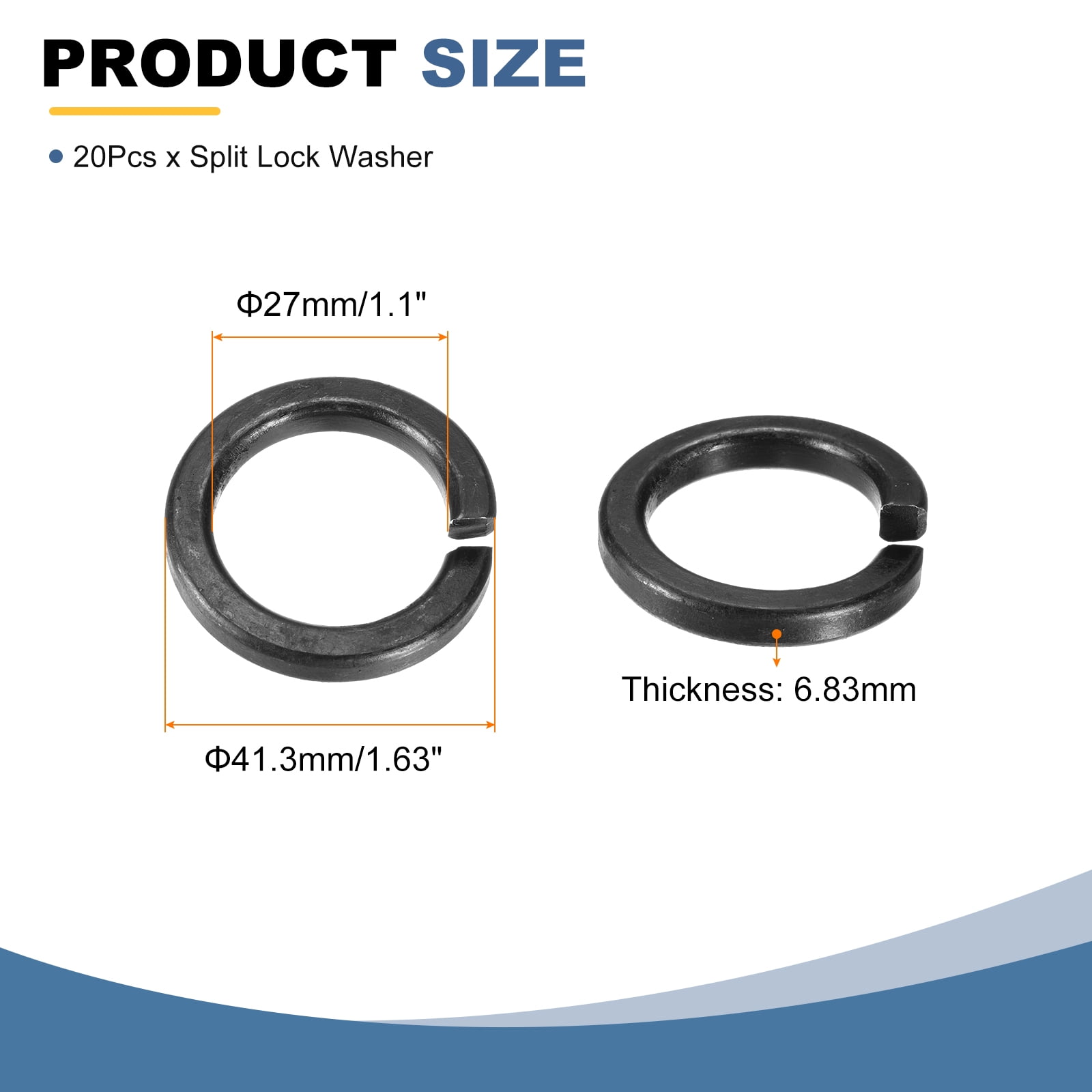 20 Pcs M27 Split Lock Washer Spring Lock Washer 27.93mm ID 41.3mm OD 6.83mm Thick