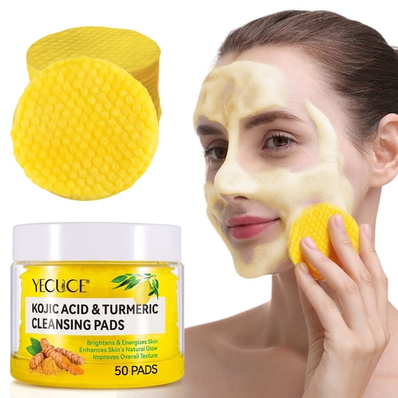 Yecuce Turmeric Kojic Acid Cleansing Pads -Cleansing & Hydrating Facial Pads, Facial Cleansing for All Skin Type, 50PCS