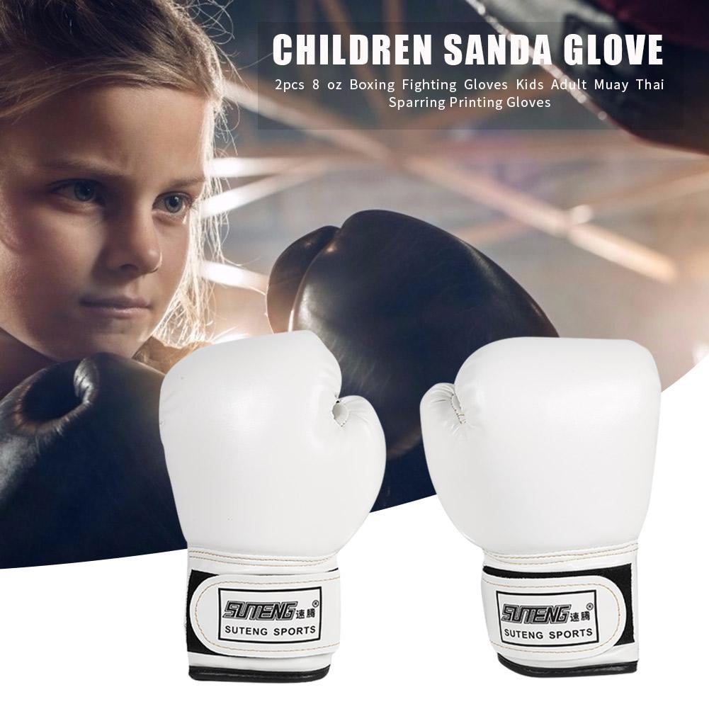 BLEEUS 2Pcs Boxing Gloves Kickboxing Training Gloves For Boys Girls Youth Fitness Supplies (White)