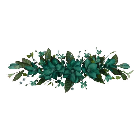 Green Magnolia Dogwood 40in Artificial Polysilk Faux Fake Flower Hand Wrapped Swag for Craft Home Garden Outdoor Bouquet Arrangement Ceremony Wedding Arch Floral Wall Aisle Decor (Green, Set of 2)