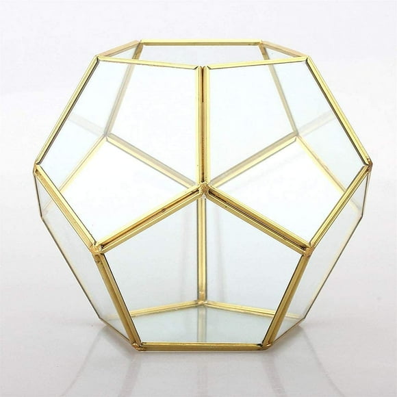 Tabletop Geometric Terrarium, 7.8 x 7.8 x 6.5 inches Metal with Glass Succulents Terrarium Container, Air Planter Jewelry Wedding Decor Flower Cardbox Candle Holder