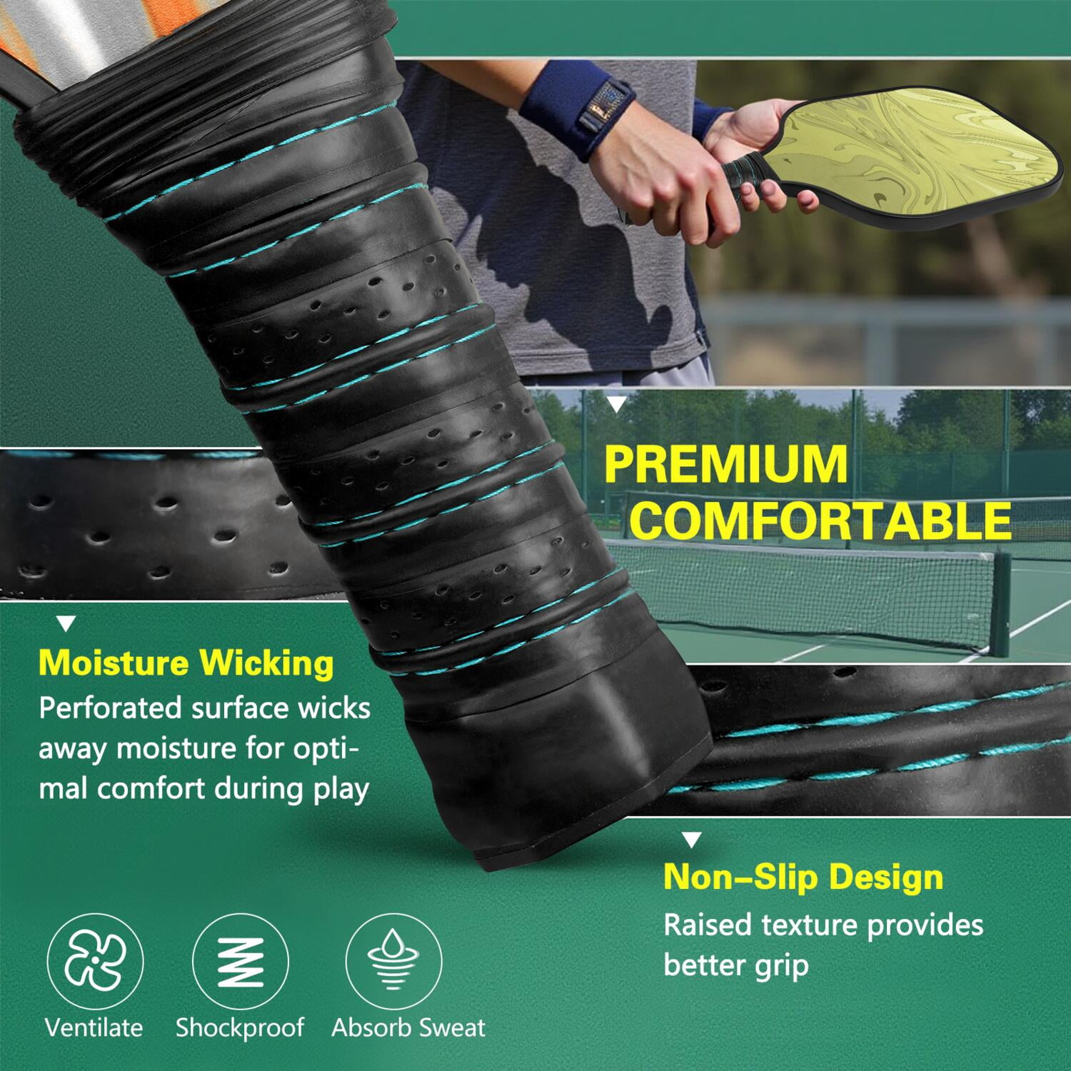 Pickleball Paddles Set Of 1, Fiberglass Surface, Liquid & Marble Print, 1 Paddles, 2 Balls & Bag