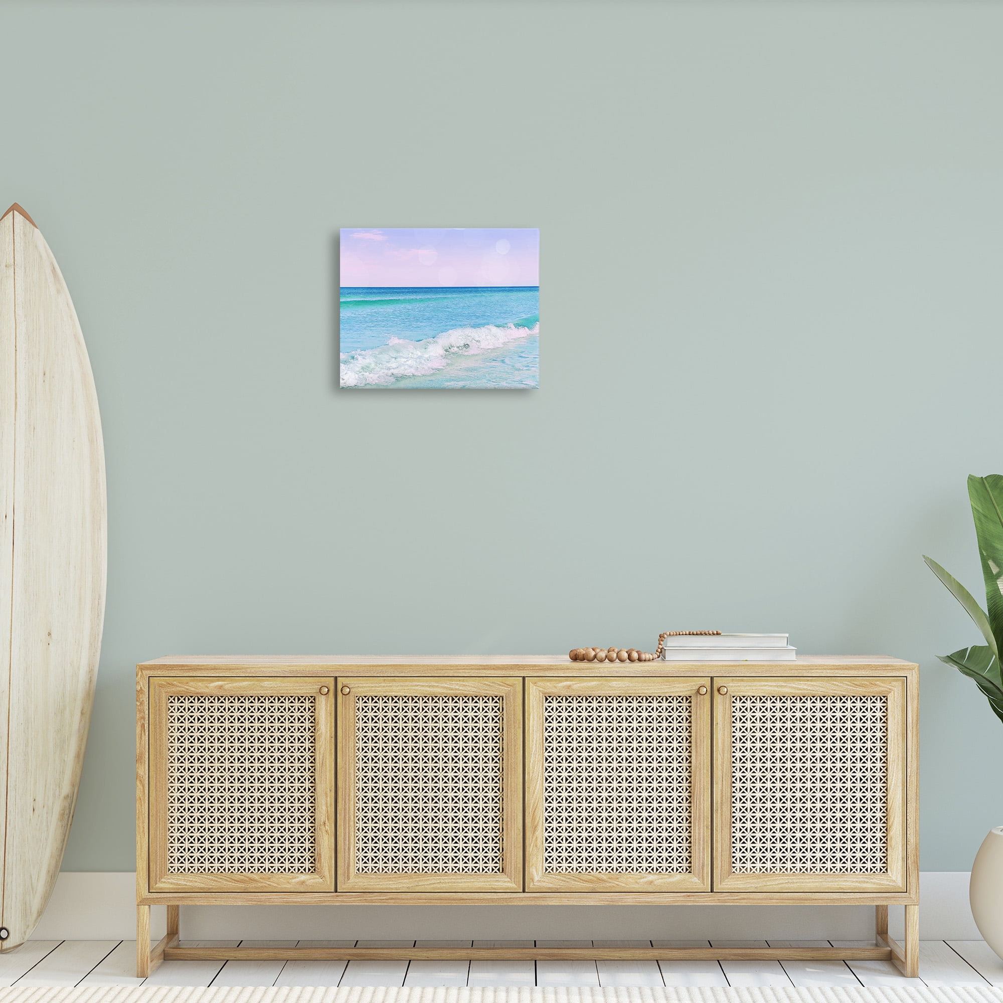 Stupell Industries Beach with Pastel Sky Landscape Painting Gallery Wrapped Canvas Art Print Wall Art, 20 x 16