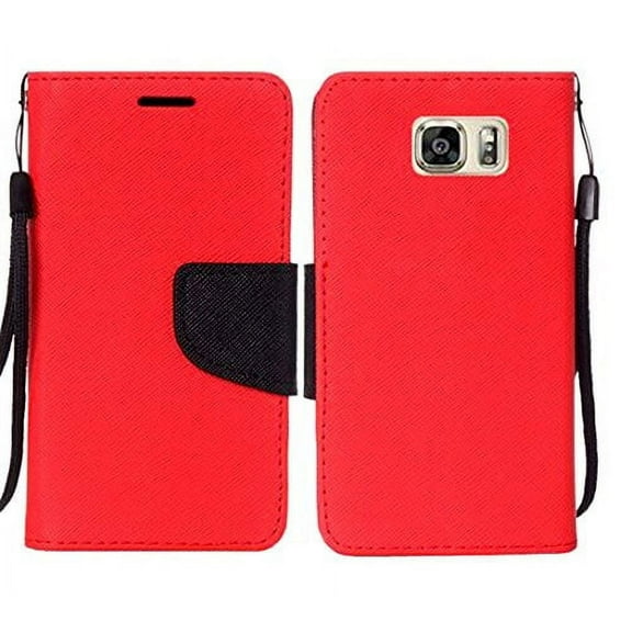 GSA Two-Tone Flip Wallet Case For Samsung Galaxy S7 Edge - Red/Black