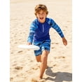 thumbnail image 4 of Aideaone 2 Piece Boys Swimsuit Set Kids Zipper Long Sleeve Rash Guard with Swim Trunks Bathing Suit Swimwear for Boys 7-12T, 4 of 6