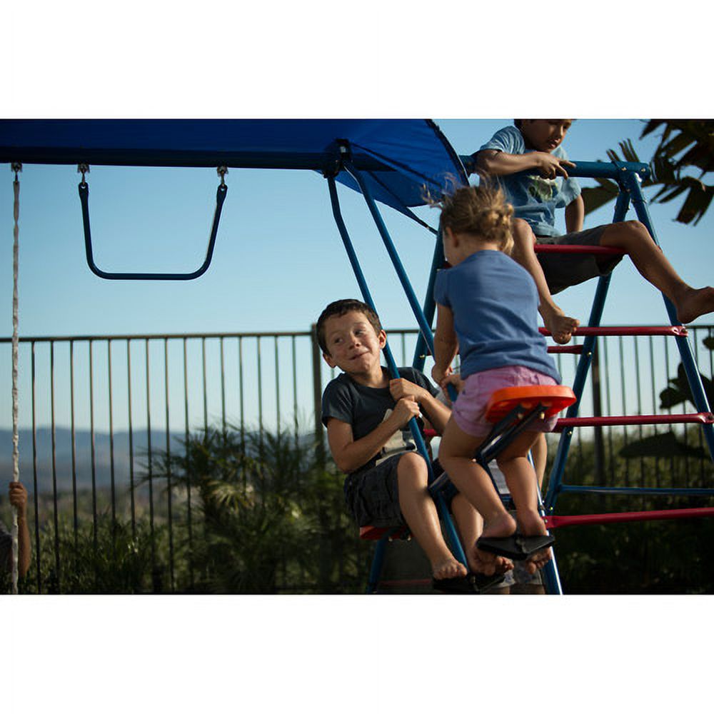IRONKIDS Inspiration 100 Metal Swing Set with Ladder Climber and UV Protective Sunshade - image 9 of 9