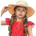 thumbnail image 2 of Sombreros de paja naranjas para niñas, sombreros de sol de verano para niños para viajes de playa y senderismo, 2 of 5